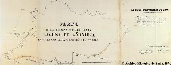 Plano de los terrenos ocupados por la laguna de Aavieja en 1874